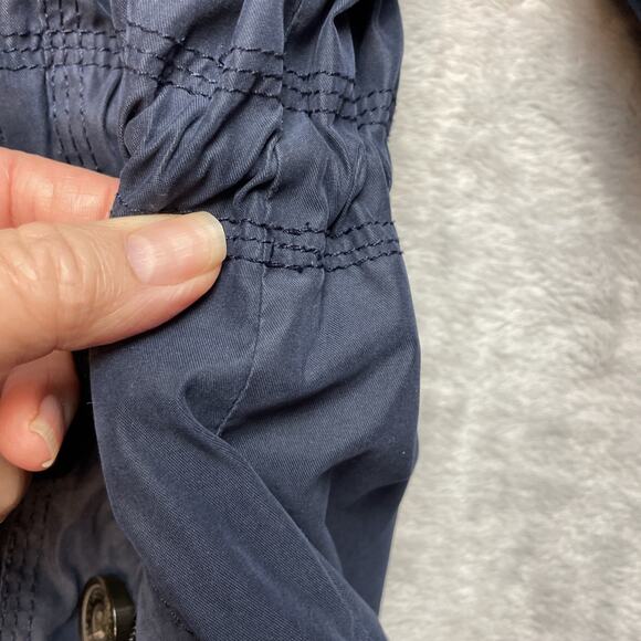 Abercrombie & Fitch Parka Jacket Womens M Navy Sherpa Lined Faux Fur Hood - Picture 16 of 16